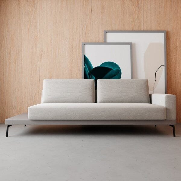 Sofá 2 Lugares Game  Bege/cinza Claro