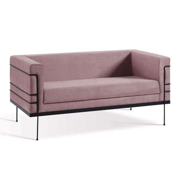 Sofá 2 Lugares Le Corbusier Veludo Rosa