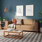 Sofá 2 Lugares Lin Linho Marrom E Amêndoa 180 Cm