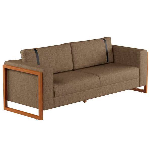 Sofá 2 Lugares Lin Linho Marrom E Amêndoa 180 Cm
