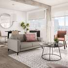 Sofá 2 Lugares Live Pés E Base Em Madeira Linho Cotton Cru