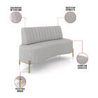 Sofá 2 Lugares Living 135cm Pé Ferro Dourado Maraú Linho Cinz
