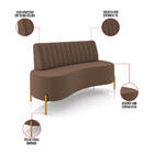 Sofá 2 Lugares Living 135cm Pé Ferro Dourado Maraú Veludo Mar