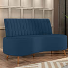 Sofá 2 Lugares Living 135cm Pé Palito Maraú Veludo Azul Marin