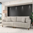 Sofá 2 Lugares Living 156cm Pés Madeira Cléo Bouclê Cinza Cla