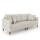 Sofá 2 Lugares Living 156cm Pés Madeira Cléo Bouclê Cinza Cla