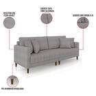 Sofá 2 Lugares Living 156cm Pés Madeira Cléo Bouclê Cinza K01