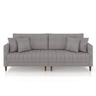 Sofá 2 Lugares Living 156cm Pés Madeira Cléo Bouclê Cinza K01