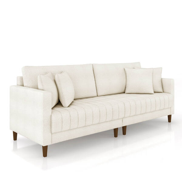 Sofá 2 Lugares Living 156cm Pés Madeira Cléo Bouclê K01 - D'r