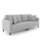 Sofá 2 Lugares Living 156cm Pés Madeira Cléo Veludo Cinza K01