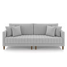 Sofá 2 Lugares Living 156cm Pés Madeira Cléo Veludo Cinza K01