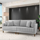 Sofá 2 Lugares Living 156cm Pés Madeira Cléo Veludo Cinza K01