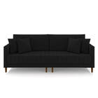 Sofá 2 Lugares Living 156cm Pés Madeira Cléo Veludo Preto K01