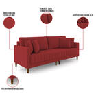 Sofá 2 Lugares Living 156cm Pés Madeira Cléo Veludo Vermelho