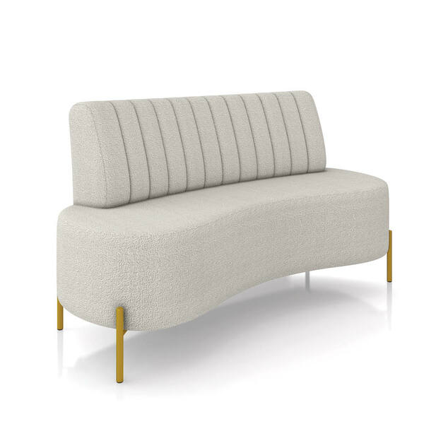 Sofá 2 Lugares Living 160cm Pé Ferro Dourado Maraú Bouclê Cin