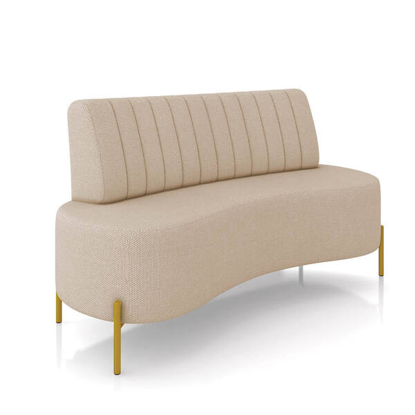 Sofá 2 Lugares Living 160cm Pé Ferro Dourado Maraú Linho K01