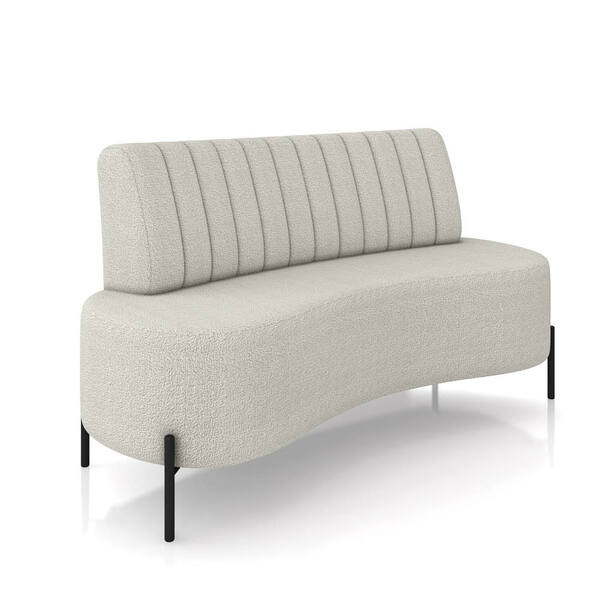 Sofá 2 Lugares Living 160cm Pé Ferro Pto Maraú Bouclê Cinza C