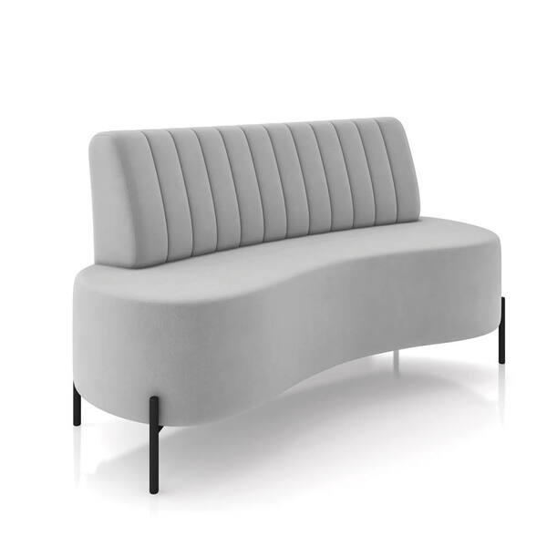 Sofá 2 Lugares Living 160cm Pé Ferro Pto Maraú Veludo Cinza K