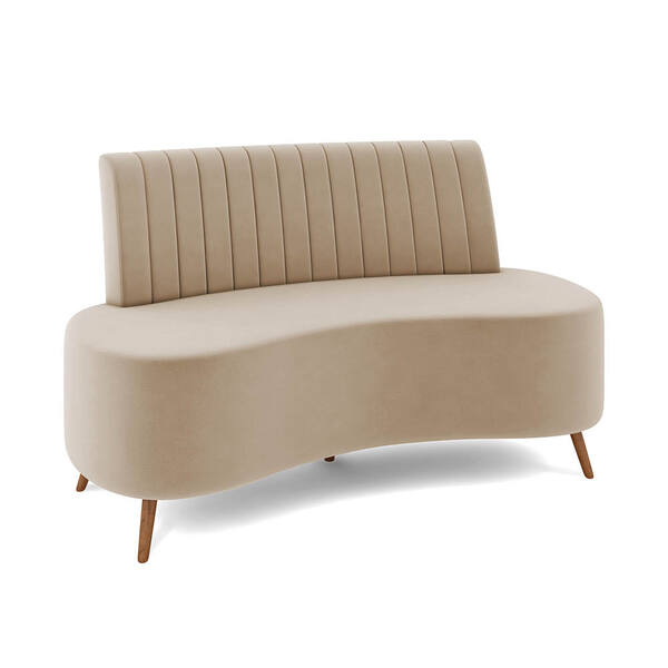 Sofá 2 Lugares Living 160cm Pé Palito Maraú Veludo Bege K01 -