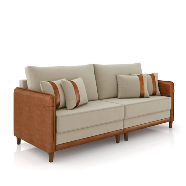 Sofá 2 Lugares Living 172cm Pé Madeira Valença Nozes/veludo K