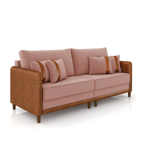 Sofá 2 Lugares Living 172cm Pé Madeira Valença Nozes/veludo R