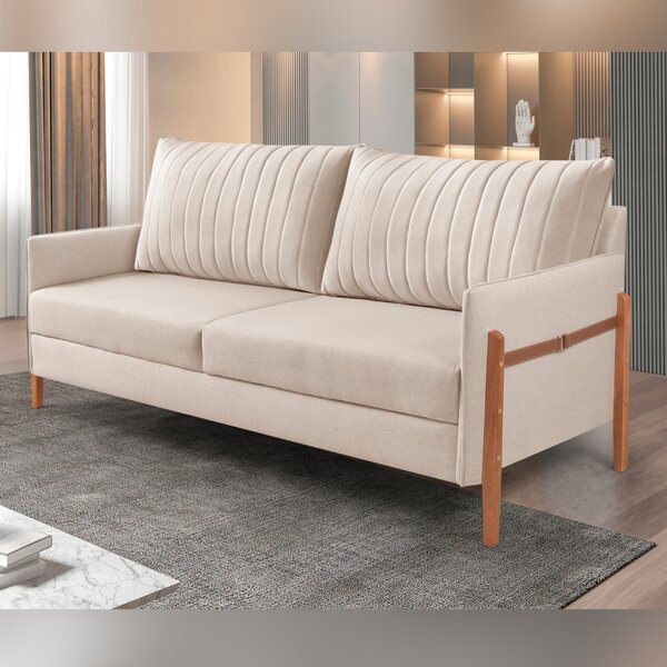 Sofá 2 Lugares Living Orion Design Ergonômico Linho Bege Médio