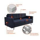 Sofá 2 Lugares Living Pé Palito Linho Cotton Azul Marinho