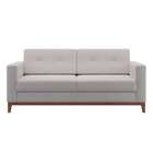 Sofá 2 Lugares Living Pés E Base Em Madeira Linho Cotton Cru