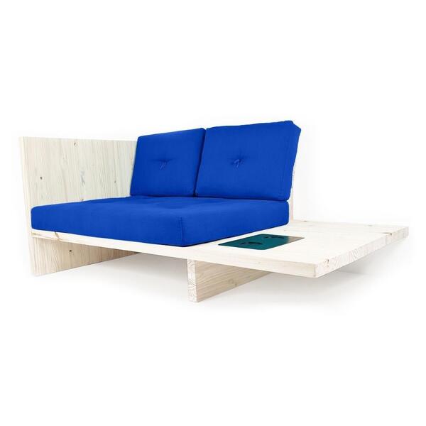 Sofá 2 Lugares Londres Pinus Natural Azul