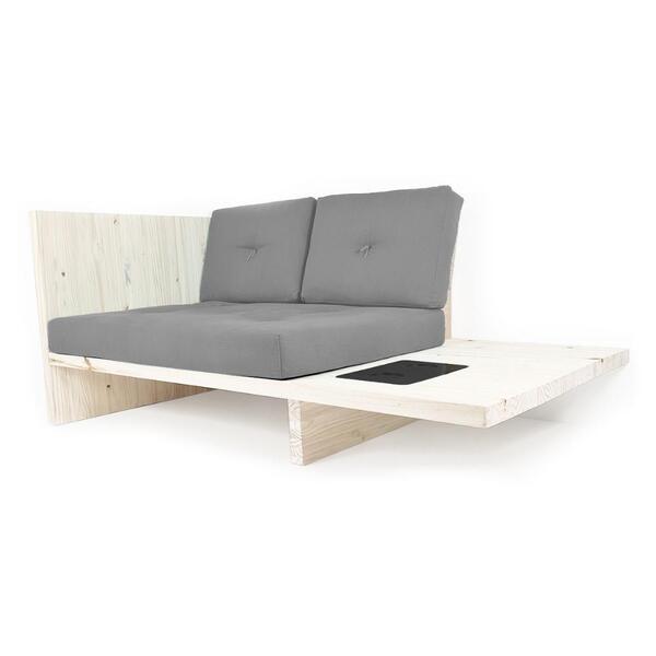 Sofá 2 Lugares Londres Pinus Natural Cinza