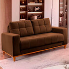 Sofá 2 Lugares Marrom Em Veludo 1,57m Lerner