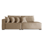 Sofá 2 Lugares Modulado com Chaise Isa BE Linho Bege Médio 1,