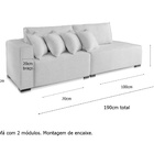 Sofá 2 Lugares Modulado com Chaise Isa BE Linho Bege Médio 1,