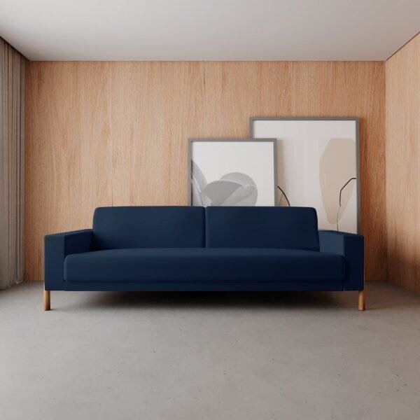 Sofá 2 Lugares Music Living Contemporâneo Azul Jeans