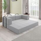 Sofá 2 Lugares Na Caixa Modular Linho Bege Cinza