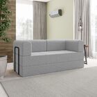 Sofá 2 Lugares Na Caixa Modular Linho Bege Cinza