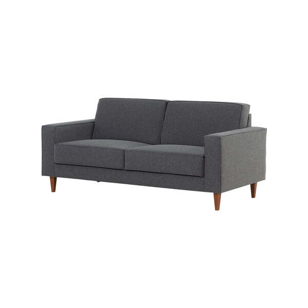 Sofá 2 Lugares Nairóbi - Nozes E Tecido Cinza Escuro - Meu Mó