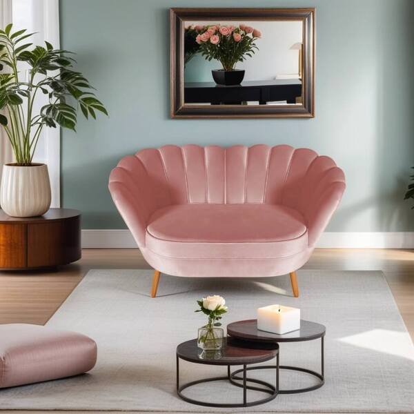 Sofá 2 Lugares Namoradeira  Pétala Para Sala Pés Palito Velud