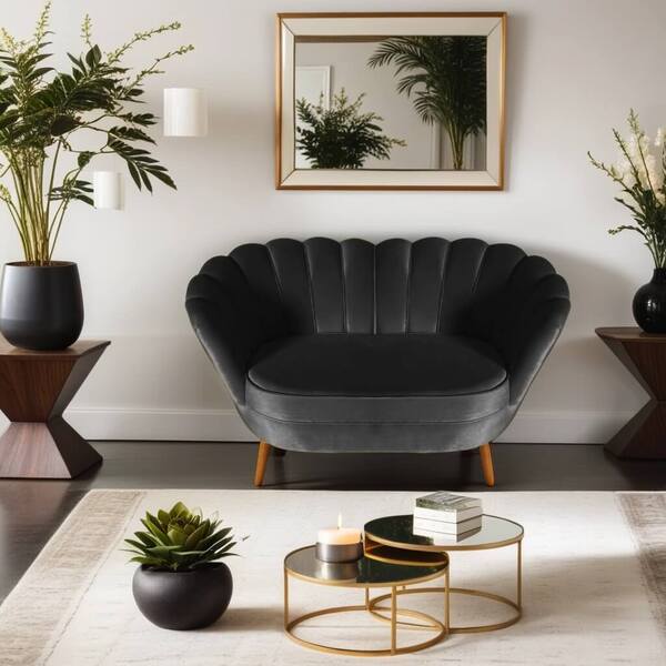 Sofá 2 Lugares Namoradeira  Pétala Para Sala Pés Palito Velud