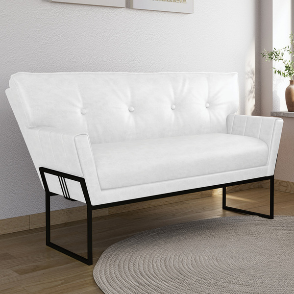 Sofá 2 Lugares Namoradeira Anitta Industrial Preto Sintético