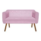 Sofá 2 Lugares Namoradeira Com Strass Julia Pé Palito Castanh