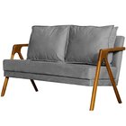 Sofá 2 Lugares Namoradeira Corino Mona Luxo Cinza