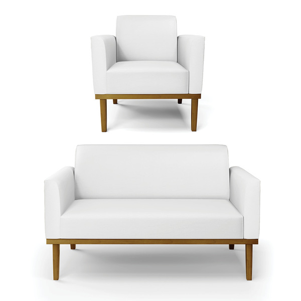 Sofá 2 Lugares Namoradeira E Poltrona Marisa Base Madeira Cas