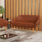 Sofá 2 Lugares Namoradeira Giovana Pé Palito Castanho Sintéti