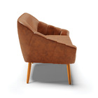 Sofá 2 Lugares Namoradeira Giovana Pé Palito Castanho Sintéti