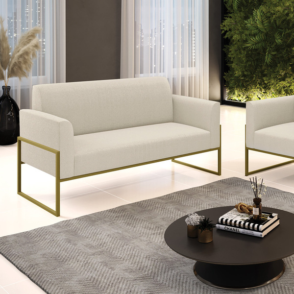 Sofá 2 Lugares Namoradeira Industrial Alta Dourado Marisa Bou