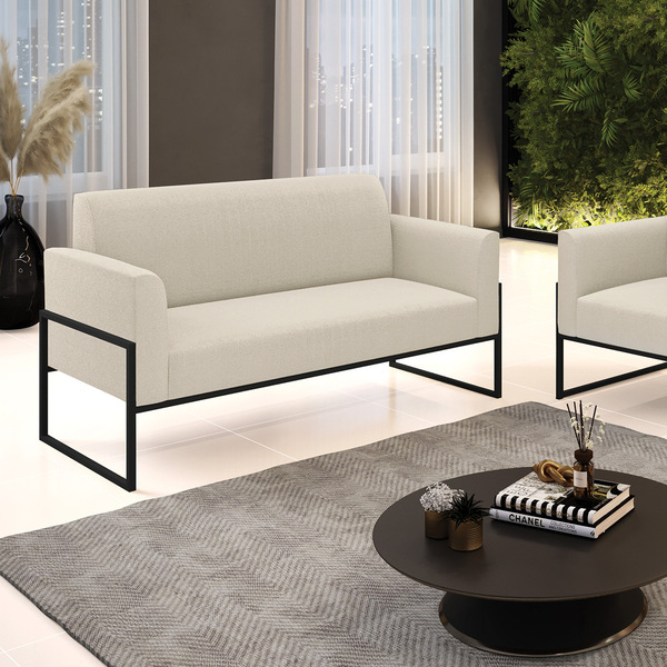 Sofá 2 Lugares Namoradeira Industrial Alta Preto Marisa Boucl