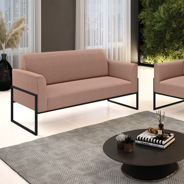 Sofá 2 Lugares Namoradeira Industrial Alta Preto Marisa Boucl