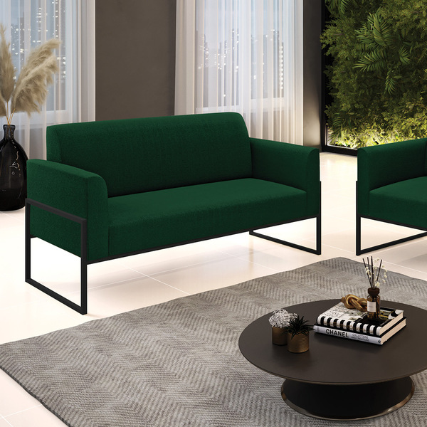 Sofá 2 Lugares Namoradeira Industrial Alta Preto Marisa Boucl