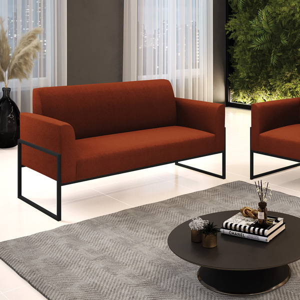 Sofá 2 Lugares Namoradeira Industrial Alta Preto Marisa Boucl